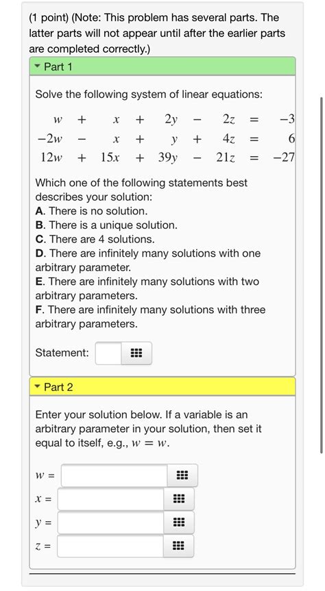 Answered • Part 1 Solve The Following System Of… Bartleby