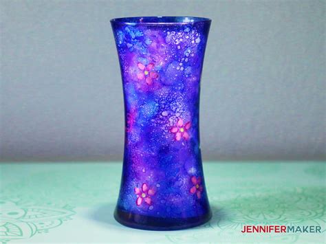 Alcohol Ink Glass Vase Decorated With Stencils Jennifer Maker