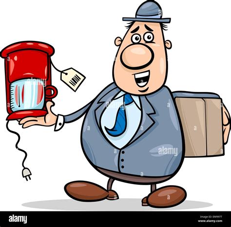 Salesman With Coffee Maker Cartoon Stock Vector Image And Art Alamy