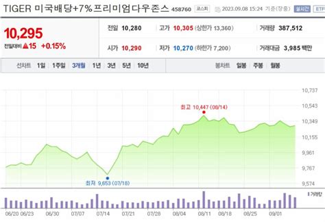 Tiger 미국배당7프리미엄다우존스 연10 월배당 Etf 코노의 잡학사전