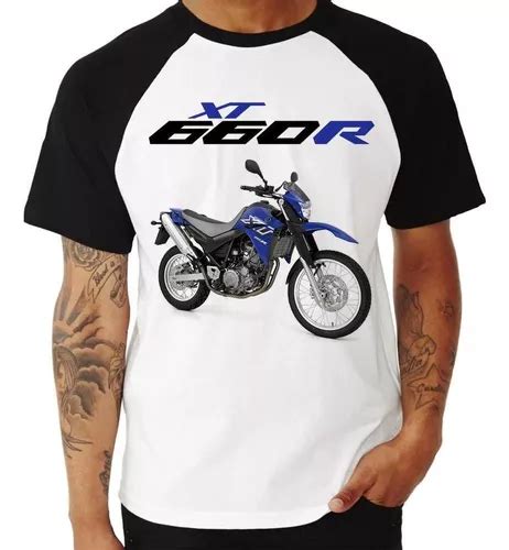 Camiseta Raglan Moto Yamaha Xt R Azul Parcelamento Sem Juros