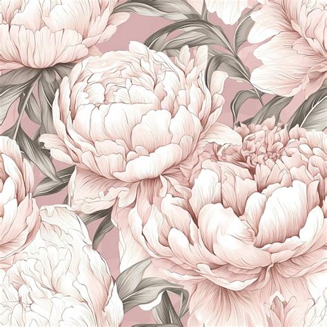 Premium Ai Image Seamless Pattern With Pink Peonies