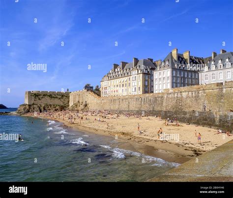 City Walls And Beach Saint Malo Ille Et Vilaine Brittany Walled Hi Res