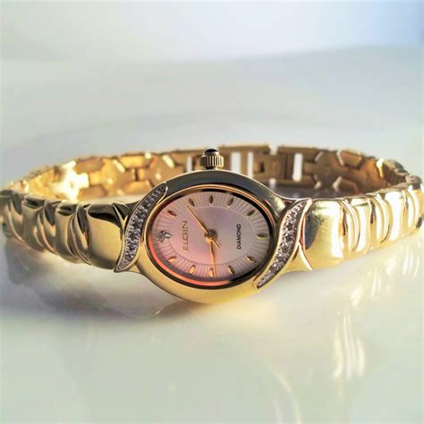 Elgin Diamond Gold Womens Working Watchnew By Vintagelanejewels