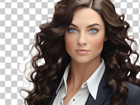 Premium PSD Psd Of A 3d Brunette Business Woman With Wavy Long Hair