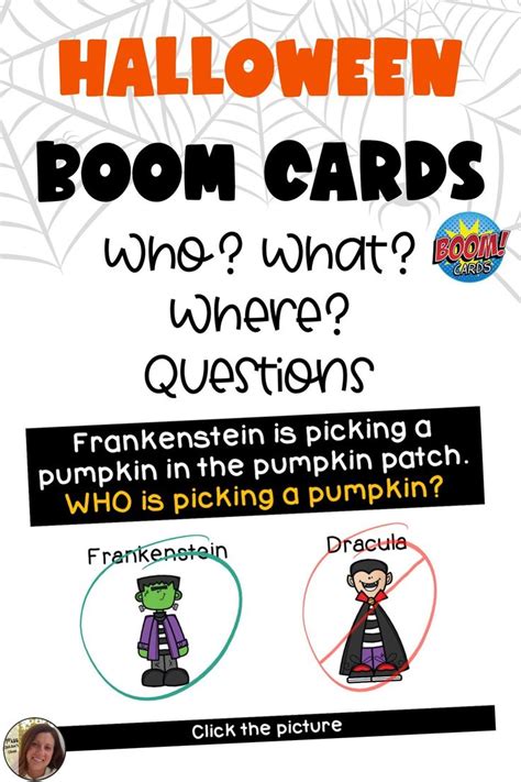 Halloween Boom Cards With The Words Boom Cards And An Image Of A Pumpkin