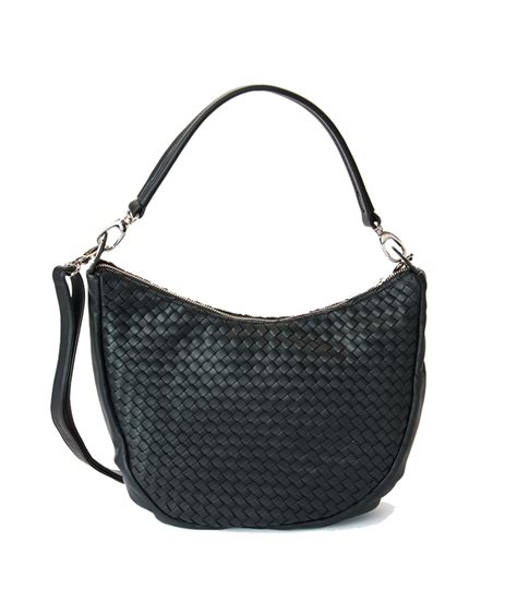 WOVEN LEATHER HOBO BAG BLACK COLOR – I Santi