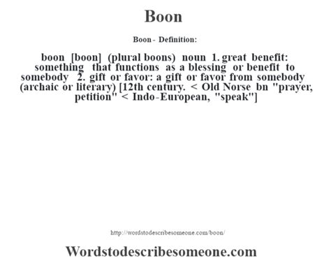 Boon definition | Boon meaning - words to describe someone