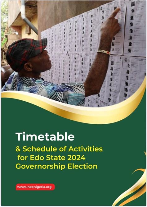 TIMETABLE AND SCHEDULE OF ACTIVITIES FOR THE EDO AND ONDO STATE