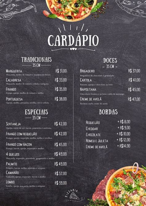 cardápio menu pizzaria pizzas salgadas e doces Menu Templates do