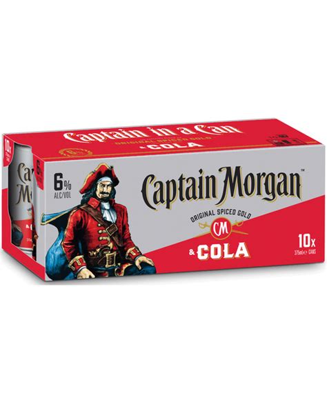 Captain Morgan Original Spiced Gold And Cola 10pk Cans Premixed Rum