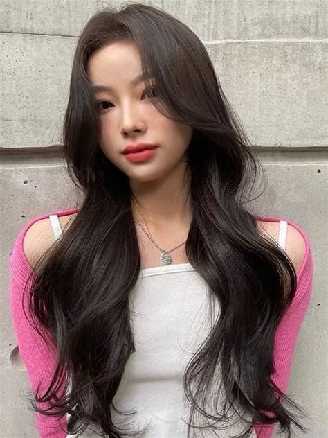 Layered Long Hair With Side Bangs Elizabeth Perm Korean Long Hair