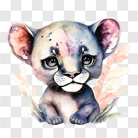 Download Watercolor Baby Lion Cub Illustration PNGs Online - Creative ...