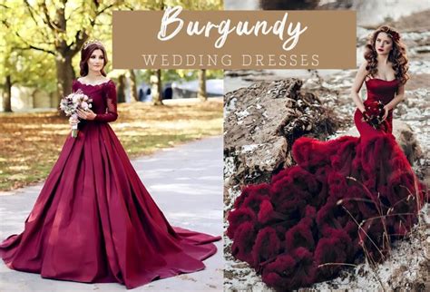 Unique Burgundy Wedding Dresses Deer Pearl Flowers