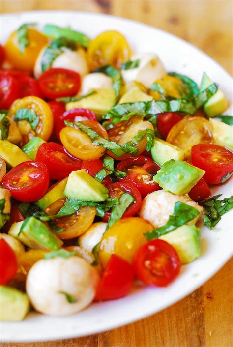 How To Make Yummy Tomato Basil Avocado Mozzarella Salad Prudent Penny