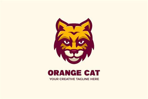 Premium Vector | Orange cat mascot character logo template