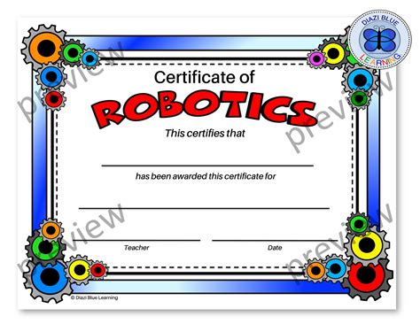 Certificate Of Robotics Robotics Award Robotics Certificates