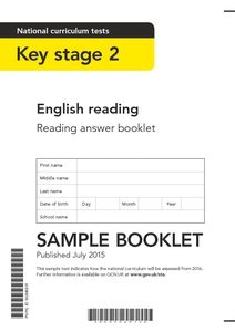 national curriculum tests key stage  english reading sample booklet