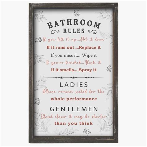 Buy Funny Bathroom Rules Sign Solid Wood Farmhouse Bathroom Decor