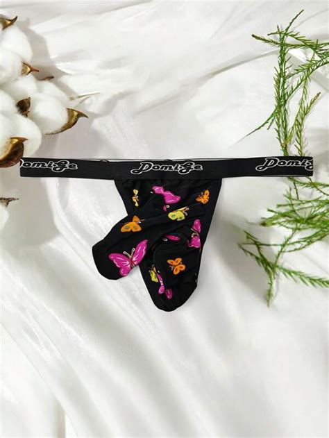 Men S Sexy And Stylish Elephant Trunk Pouch Bikini Briefs Featuring Butterfly Print And Double