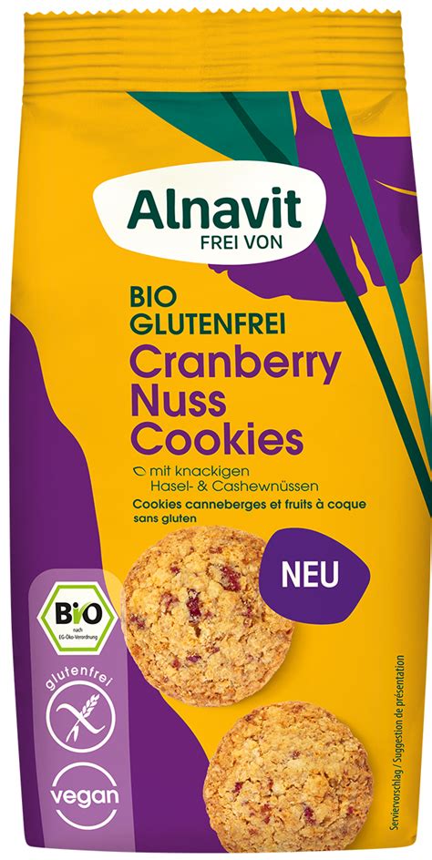 Glutenfreier Cranberry Nuss Cookies 125 g in Bio Qualität von Alnavit