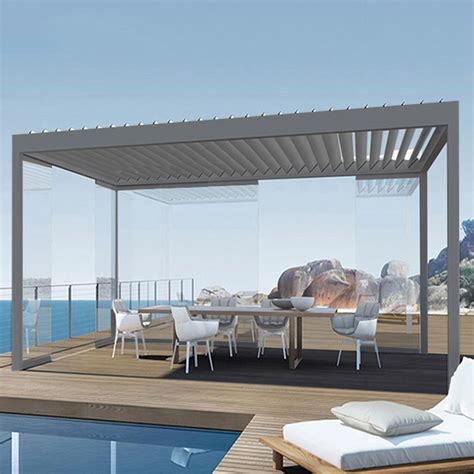 Modern Motorized Aluminum Louver Bioclimatic Pergolas Systems Outdoor