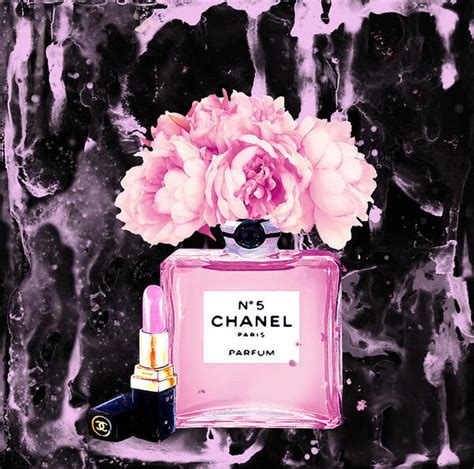 Chanel Print Chanel Poster Chanel Peony Flower Black Watercolor Poster