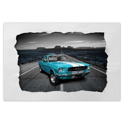 Naklejka ścienna 60x40 Błękitny Ford Mustang ZeSmakiem Sklep EMPIK