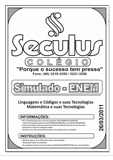 PDF Simulado Enem Linguagens e códigos e suas tecnológias