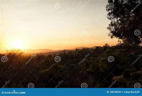 Los Angeles Skyline Sunset stock image. Image of downtown - 108798599