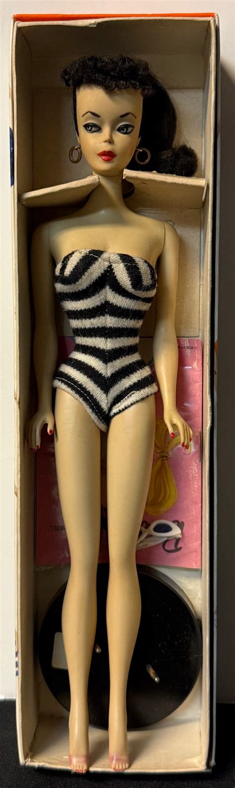 850 Vintage 1 Ponytail Barbie Brunette Mint In Box Doll Peddlar