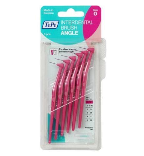 Tepe Angle Interdental Brush Pack Of 6 Angled Brushes All Sizes And