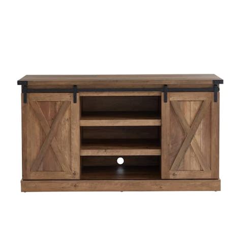 Edyo Living 54 In Rustic Oak Tv Stand For Tvs Up To 60 In Cytvs15 Rso The Home Depot