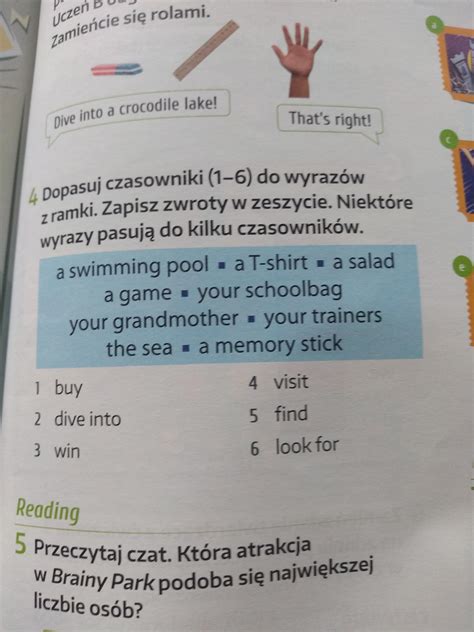 Dopasuj Czasowniki Do Wyraz W Z Ramki Zapisz Zwroty W Zeszycie