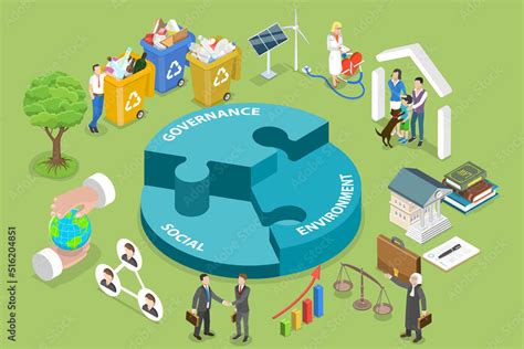 3d Isometric Flat Vector Conceptual Illustration Of Esg Environmental Social And Governance