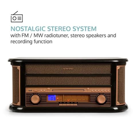 Belle Epoque Retro Stereo System Record Player Usb Cd Mp Micro System