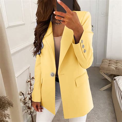 Clearance Wedfrse Blazers For Womenjackets For Womenwomen Casual Solid Single Button Lapel