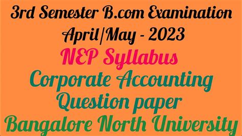 Rd Semester B Corporate Accounting Nep Question Paper