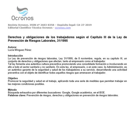 Derechos y obligaciones de los trabajadores según el Capítulo III de la