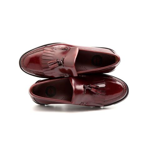 Burgundy Tassel Loafers In Leather For Men Henry Handmade In Spain By