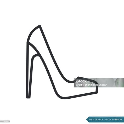 High Heels Women Shoe Icon Vector Template Flat Design Illustration Design Stock Illustration