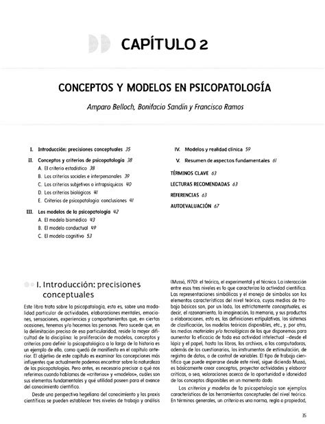 Conceptos Y Modelos En Psicopatolog A Capitulo Conceptos Y Modelos