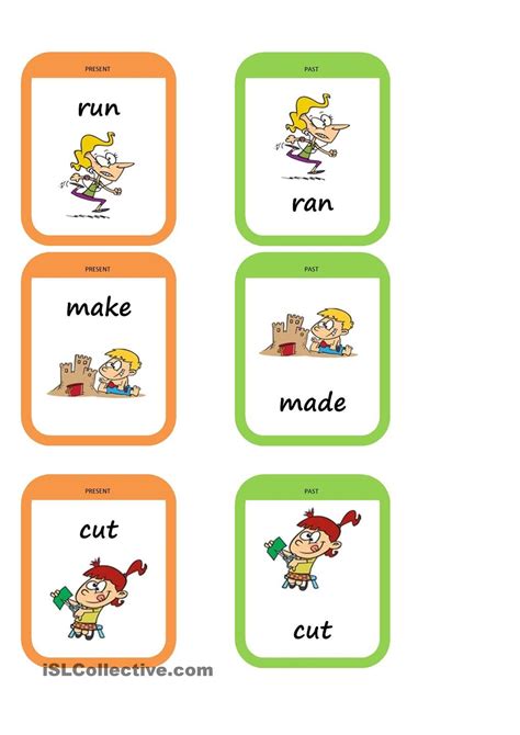 Past Tense Memory Game Past Tense Irregular Past Tense Verbs Memory