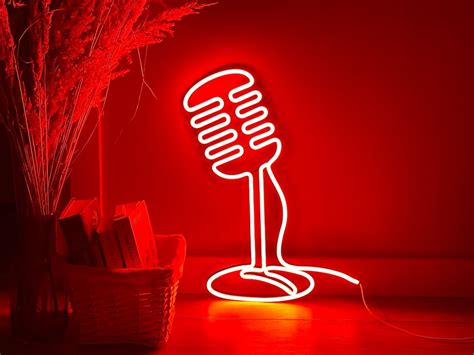 Mic Microphone Art Music Neon Sign Microphone Art Music Room Decor