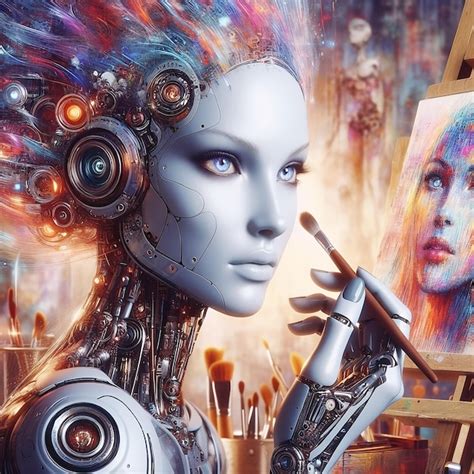 Premium Photo Cyborg Woman Artwork In Art Studio Generative Art Robot