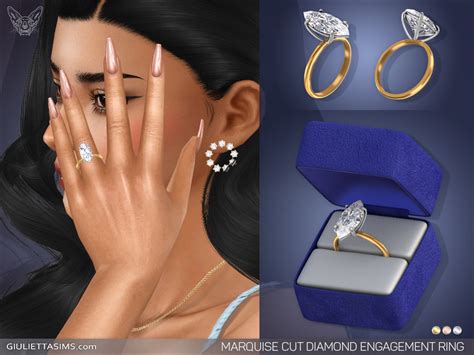 The Sims Resource Marquise Cut Diamond Solitaire Engagement Ring