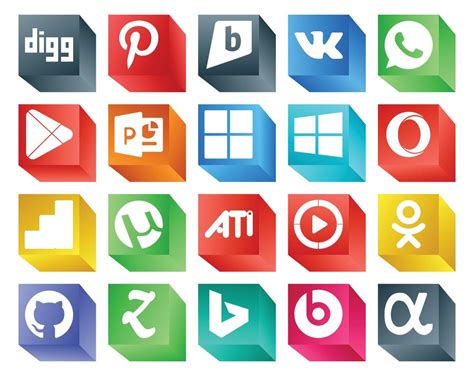 20 Social Media Icon Pack Including Github Video Microsoft Windows