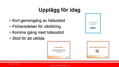 Utbilda i Hälsostöd Syftet med dagen att sprida Hälsostöd dvs utbilda