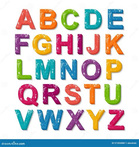 D Colorful Alphabet Grunge Font Style Stock Vector Illustration Of