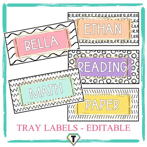 Editable Tray Labels- Pretty Pastels - The Teacher Hero